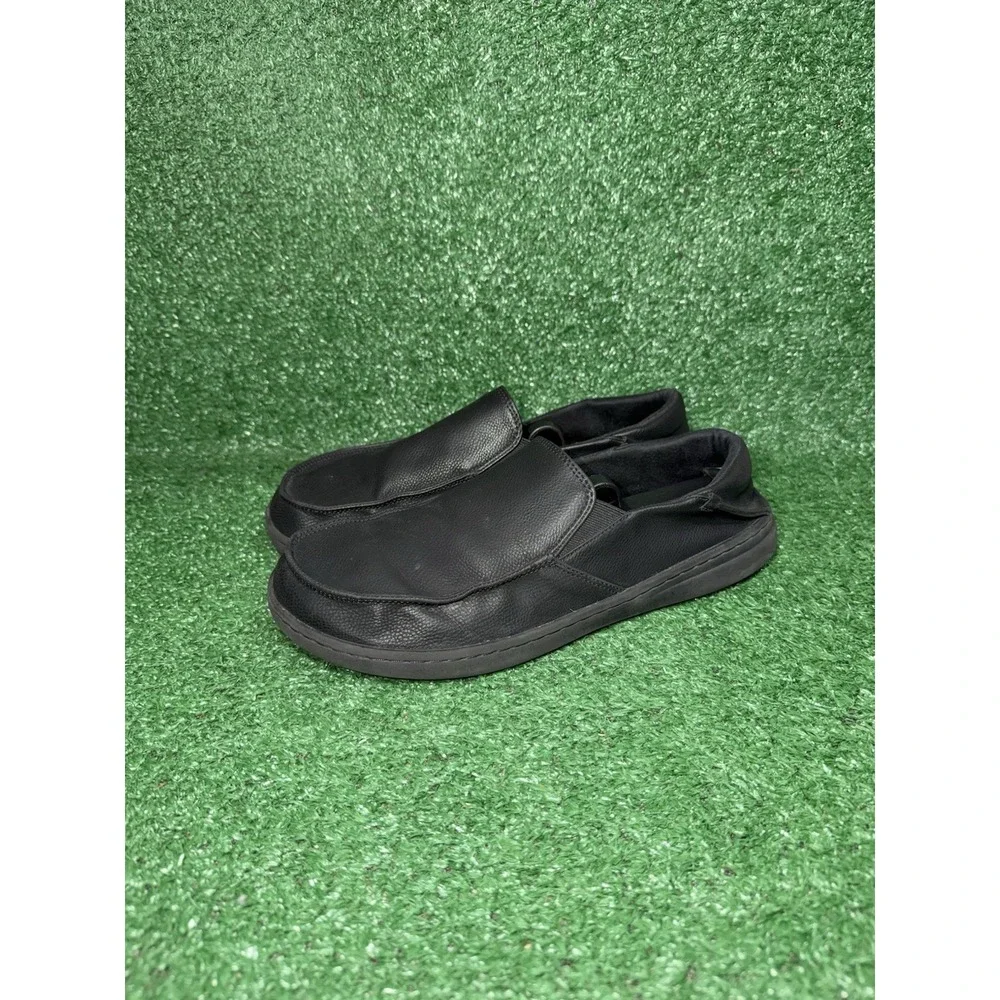 Pulltop Barefoot Minimalist Mens Size 10 Black Leather Slip On Walking Shoes